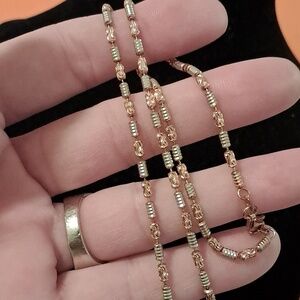 Bar Chain Italian 14kt Rose Gold Over 925 Sterling Silver Necklace.